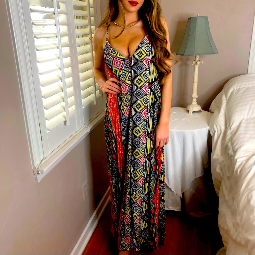 3 LEFT S-L Sexy Chic Go To Adjustable Strap Spring Beach Maxi Dress